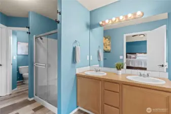 Primary bath with shower and 2nd walk in closet