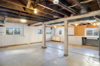 An open and bright basement that has views! Watch the sunset from this lower level too.