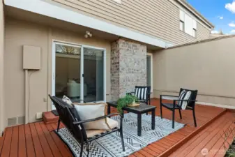 Private courtyard between house and garage