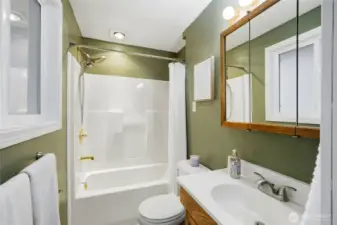 Convenient full bath off the primary bedroom.