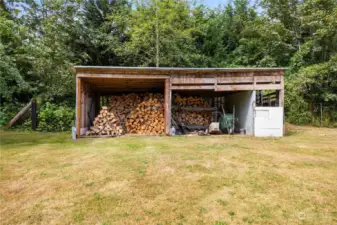 wood shed fully stocked with seasoned firewood