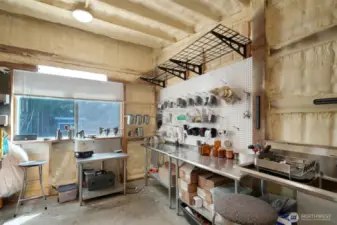 Gym accessory workroom, plumbed and ready for crafting, canning, explore your options for home based businesses!