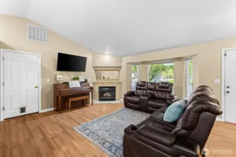 Natural gas fireplace. Versatile flooring.