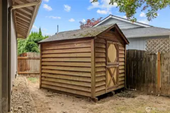 Storage shed stays with home.