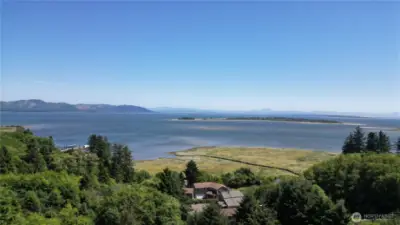 Drone view to the east overlooking Baker Bay