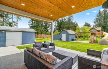 Out building storage, PLAYSET, covered entertainment area