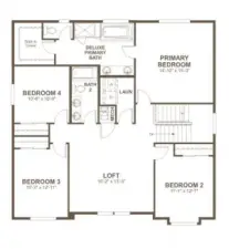 Upstairs floor plan - measurements are approximate