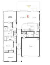 Floor plan extended patio and 9 ft ceilings