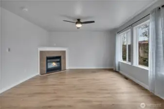 View of living room from dining room.