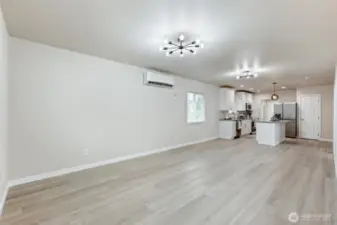 Living room from the front entry to the kitchen