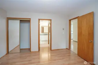 Master bedroom with a full bathroom.