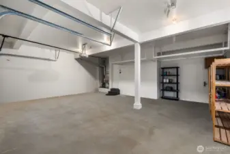 Oversized 3 car garage. Freshly painted and complete with overhead storage.