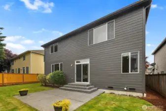 Manicured and mature private backyard.  Lots of opportunity here for outdoor gathering spaces and gardening.