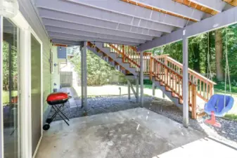 Spacious area under the deck for storage or outdoor entertainment