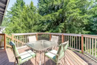Relax with coffee on the private back deck