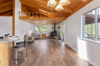Open Vaulted ceiling.