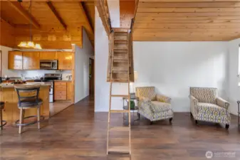 Tucked away staircase to the loft.
