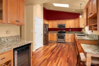 Beautiful Kitchen with Stainless Steel Appliances & Wine Frig