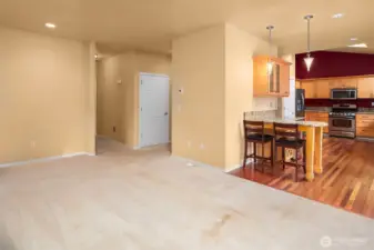 Family Room Open to Kitchen. Circular Floorplan to Living Room