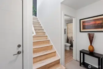 Stairs down to the lower level.