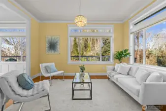 Living room with deck