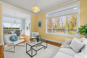 Living room with dining room