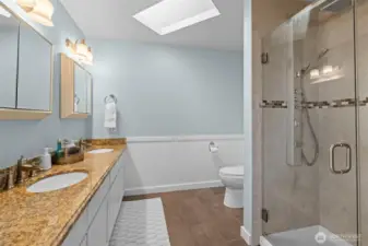Primary bathroom with sky light