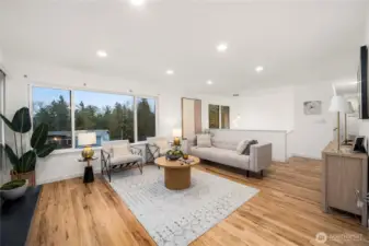 Refinished hardwood floors and double-pane vinyl windows