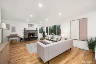 Fruit-bearing persimmon, apple, and pear trees create a charming and functional landscape