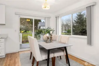 Dining area next to the kitchen and living room