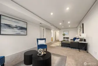 Expansive daylight basement rec/family room