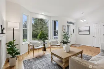 Living room with new window panes