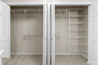Double closet in primary bed