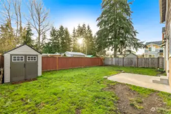 Spacious fully fenced backyard.