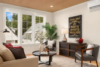 A gracious, large, light filled living room welcomes you home.