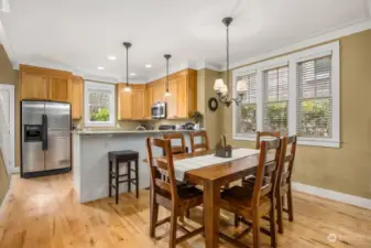 Beautiful maple floors throughout main level. Dining room and eating bar are large enough for hosting many guests.