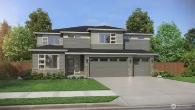 Photo is a rendering only Home will be built with a Side Load Garage