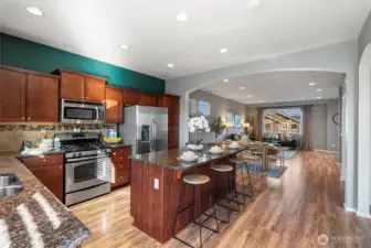 Large island flows from main dining area-great amount of space for guests and entertaining.