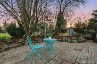 Brick Patio on upper terrace of Backyard