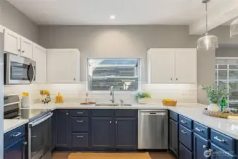 Large kitchen with tons of storage; also a pantry!