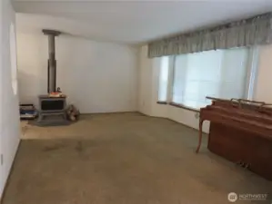 Large Living Room wth wood burning stove for the cold nights