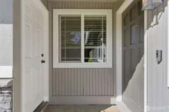 Covered entrance to get from the garage to the front door