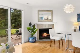 An actual woodburning fireplace