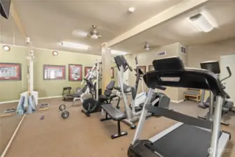 Exercise room with modern and updated equipment for your daily work out. No more driving to the gym !