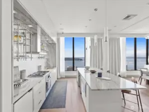 40th floor kitchen and entertaining space.