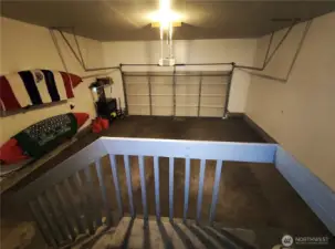 finished double car garage from entry landing