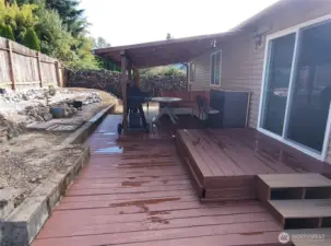 Back yard 3 tier deck with awning