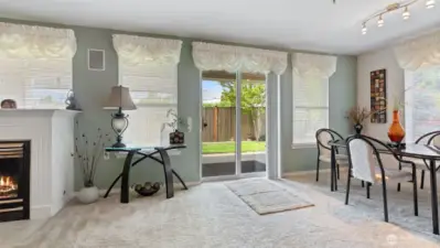 Slider door leads to the patio