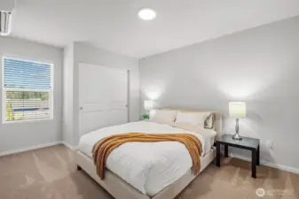 Bedroom 2 with mini-split for heating and cooling.