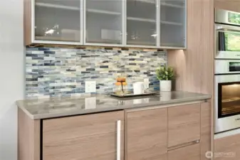 Wonderful bonus space here in the added buffet/bar section of the kitchen.